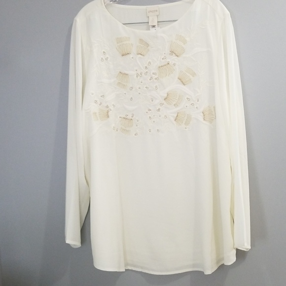 Chico's embellisted sheer- sleeves tunic size 3/XL - Picture 2 of 8